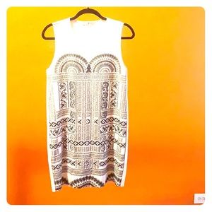 Zara White dress with printed detail.